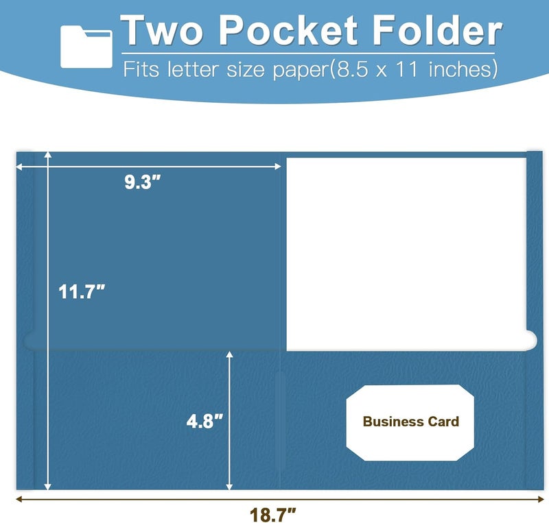 LAYZZ Folders with Pockets, 30 Pack Paper Pocket Folders, 2 Pocket File folders Fits Letter Size Paper, for School Office and Home (Blue) - Image 2